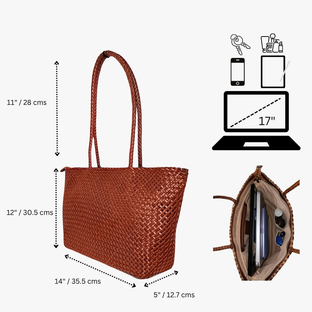 BOHIQ Woven Leather Tote bag, leather purse, leather bags for women