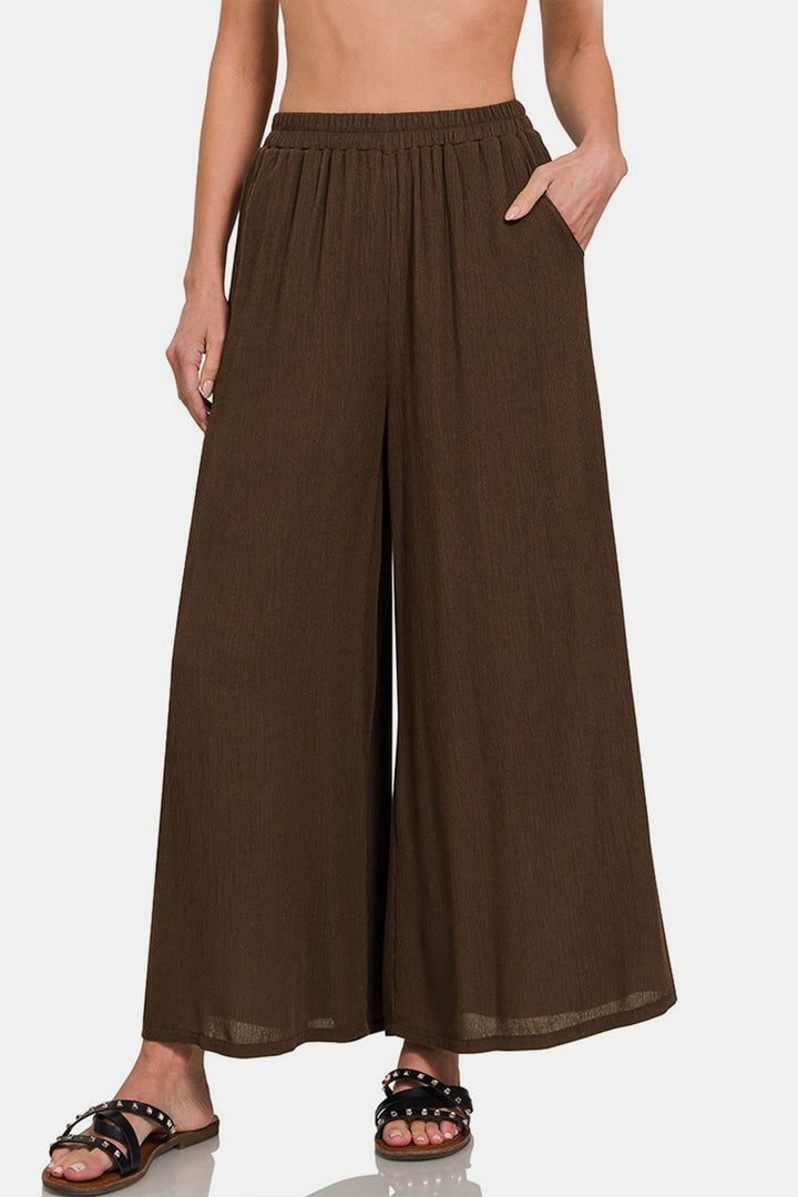 Opaque Brown Woven Pants