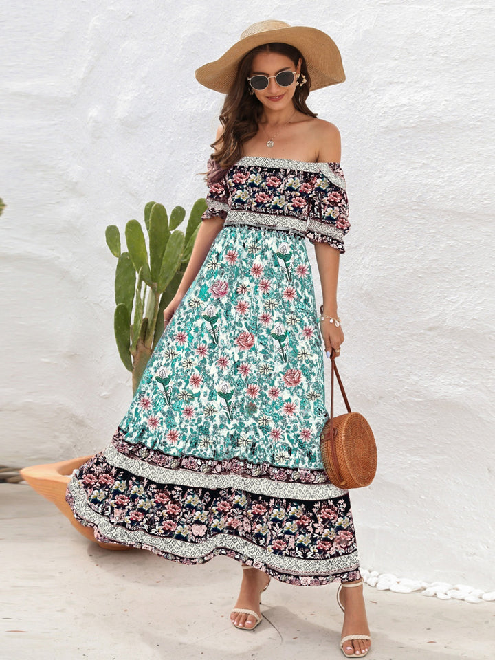 Floral Flounce Midi Dress with Sleeves