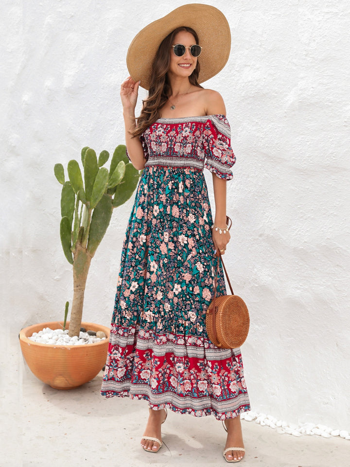 Floral Flounce Midi Dress with Sleeves