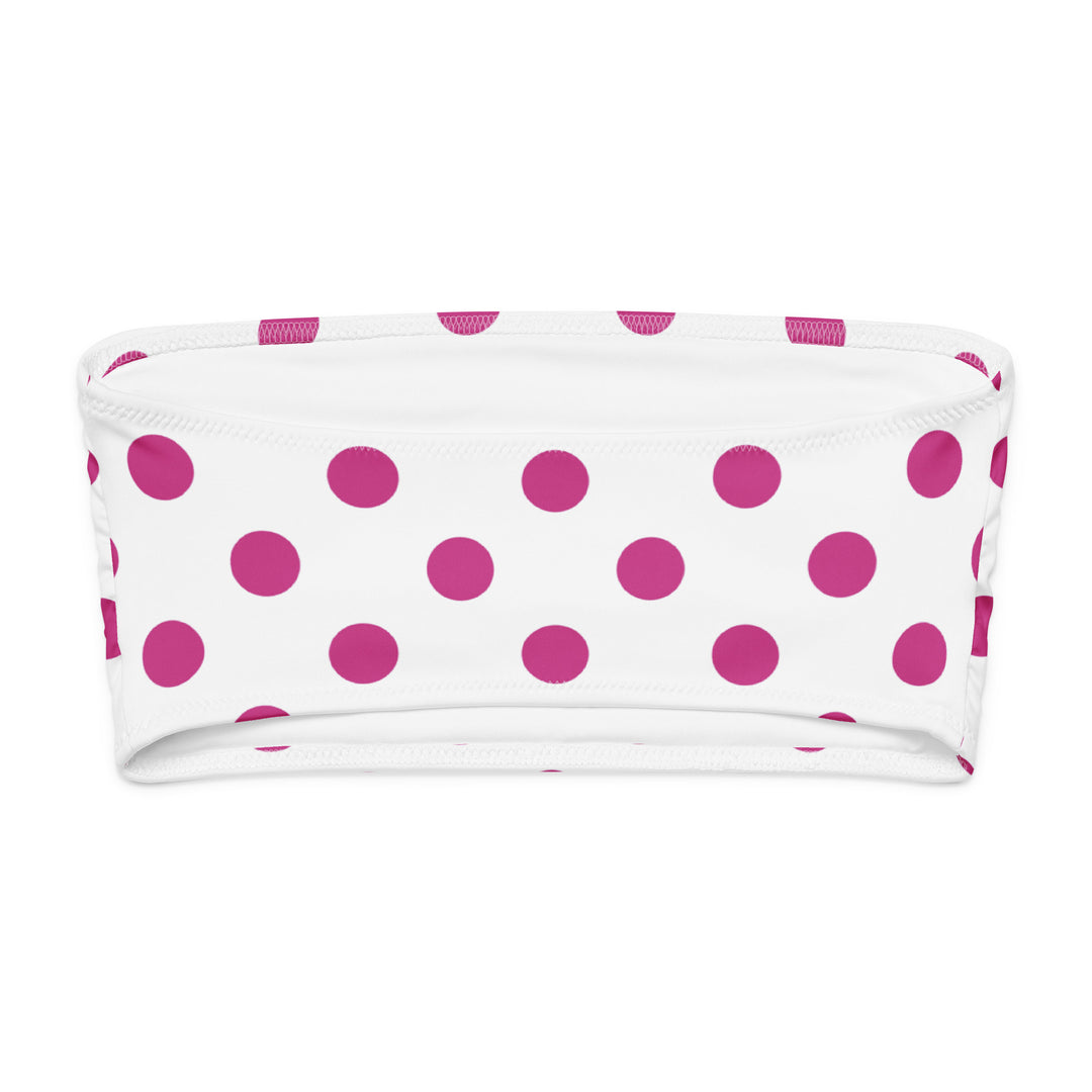White Polka Dot Bandeau Bikini Top