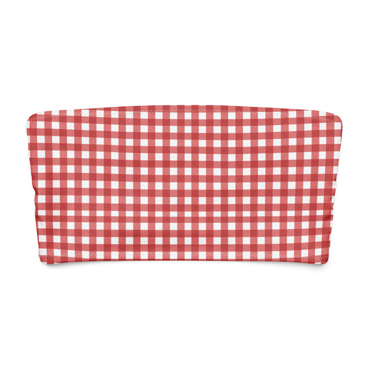 Red Gingham Bandeau Bikini Top by BOHIQ