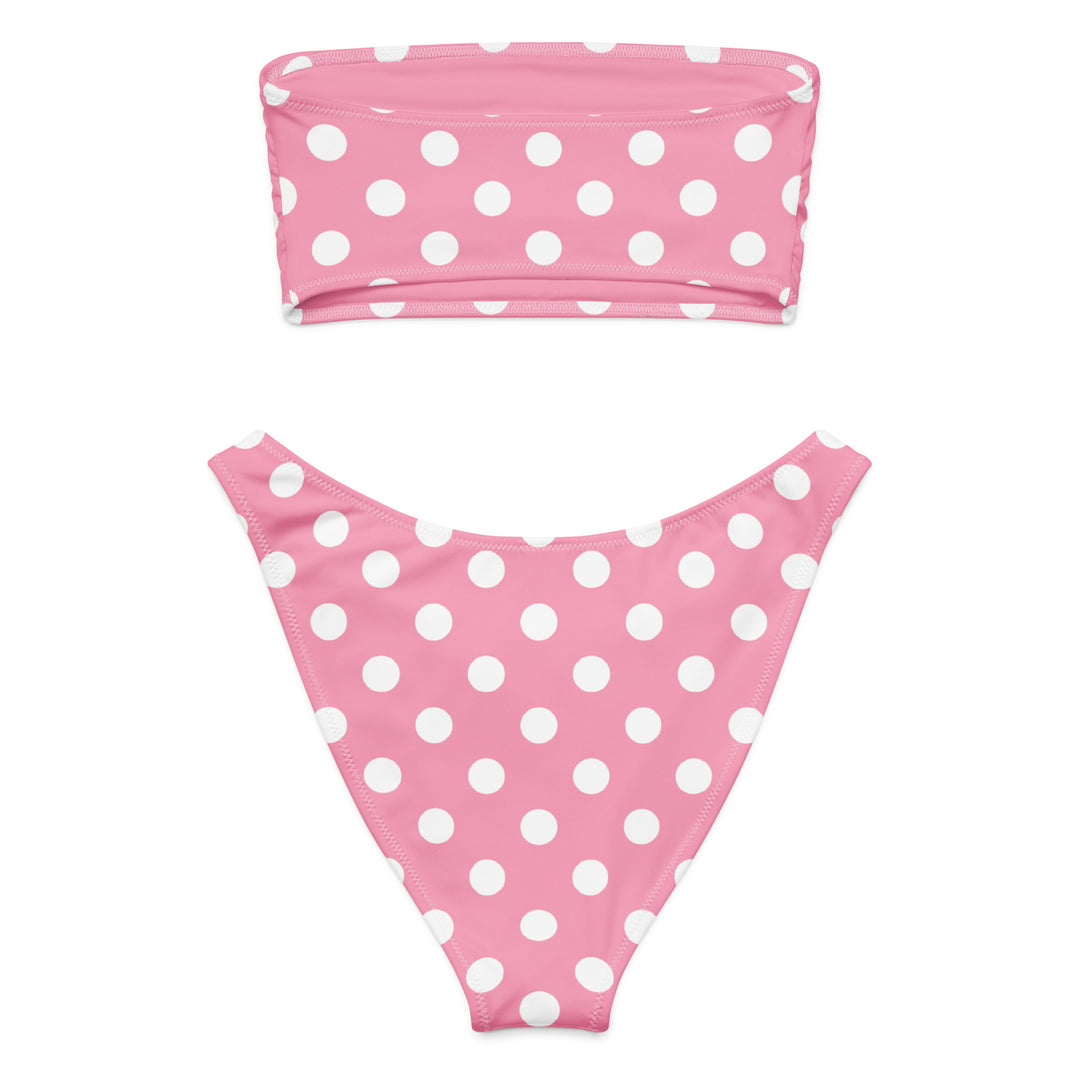 Pink Polka Dot Bandeau Bikini