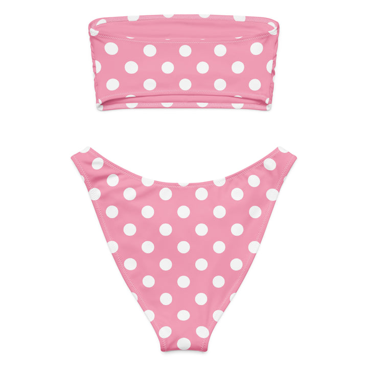 Pink Polka Dot Bandeau Bikini