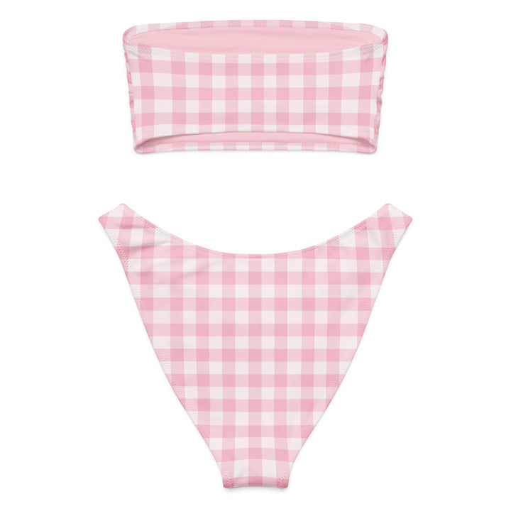 Pink Gingham Bandeau Bikini Set