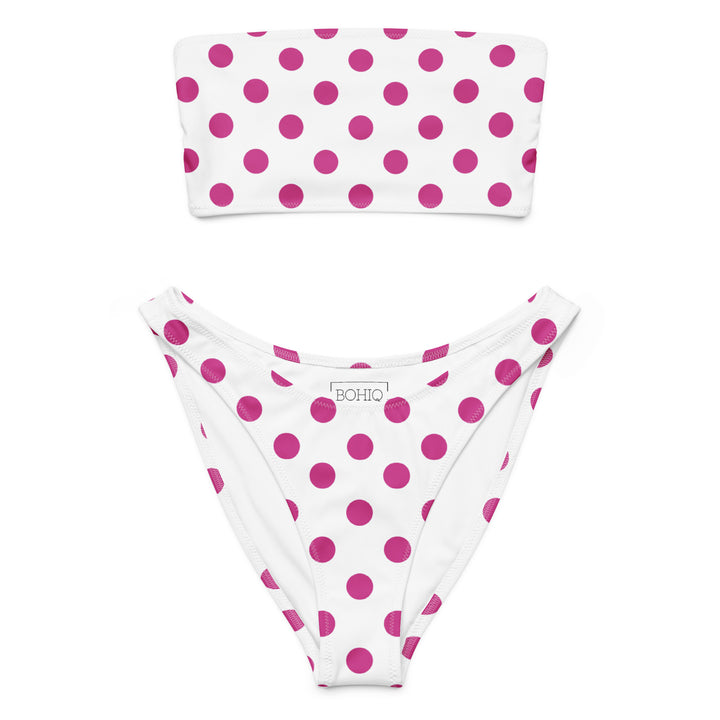 White Polka Dot Bandeau Bikini