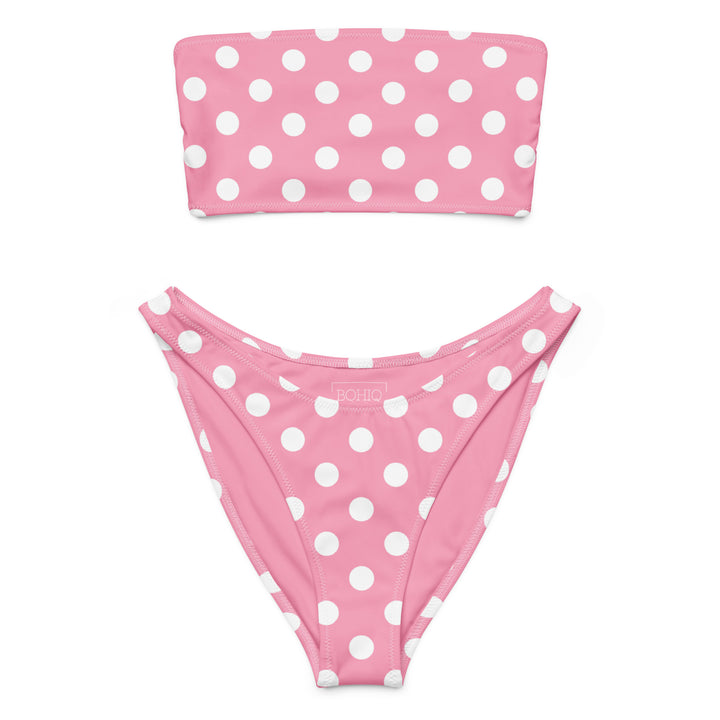 Pink Polka Dot Bandeau Bikini