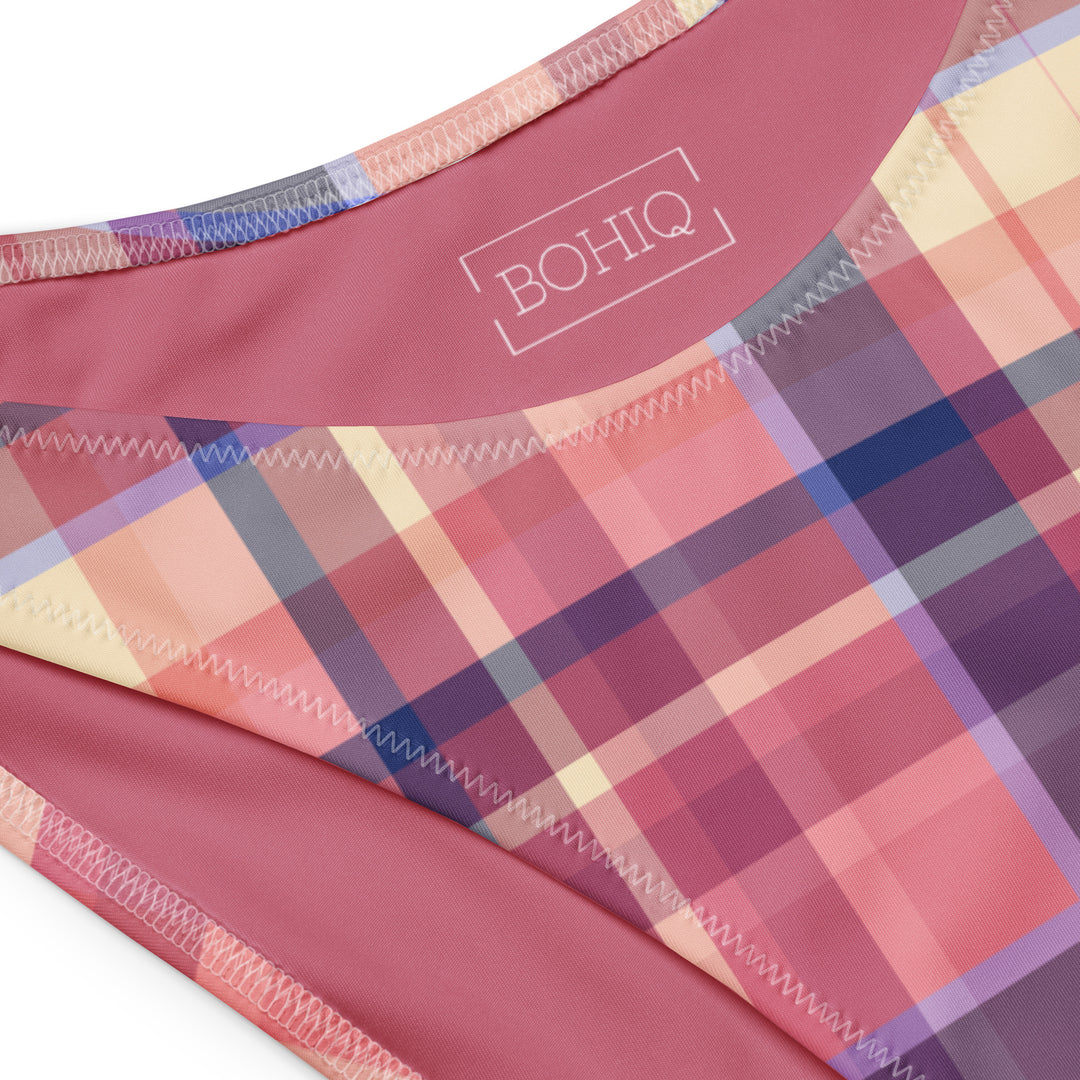 Lilac Pink Plaid High Leg Bikini Bottom