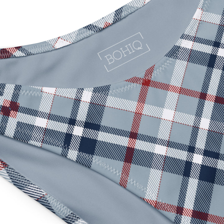 Seagull Gray Plaid Bandeau Bikini Set