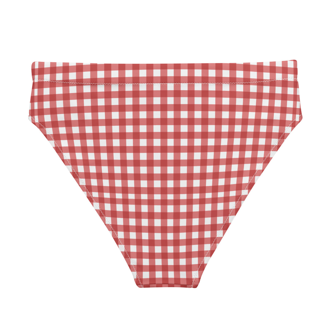 Red Gingham High Waisted Bikini Bottom