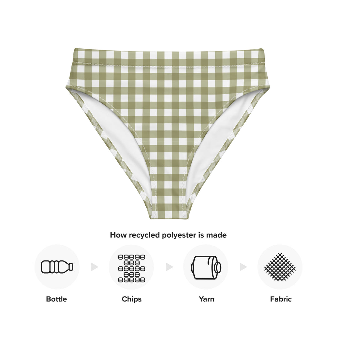 Green Gingham High Waisted Bikini Bottom