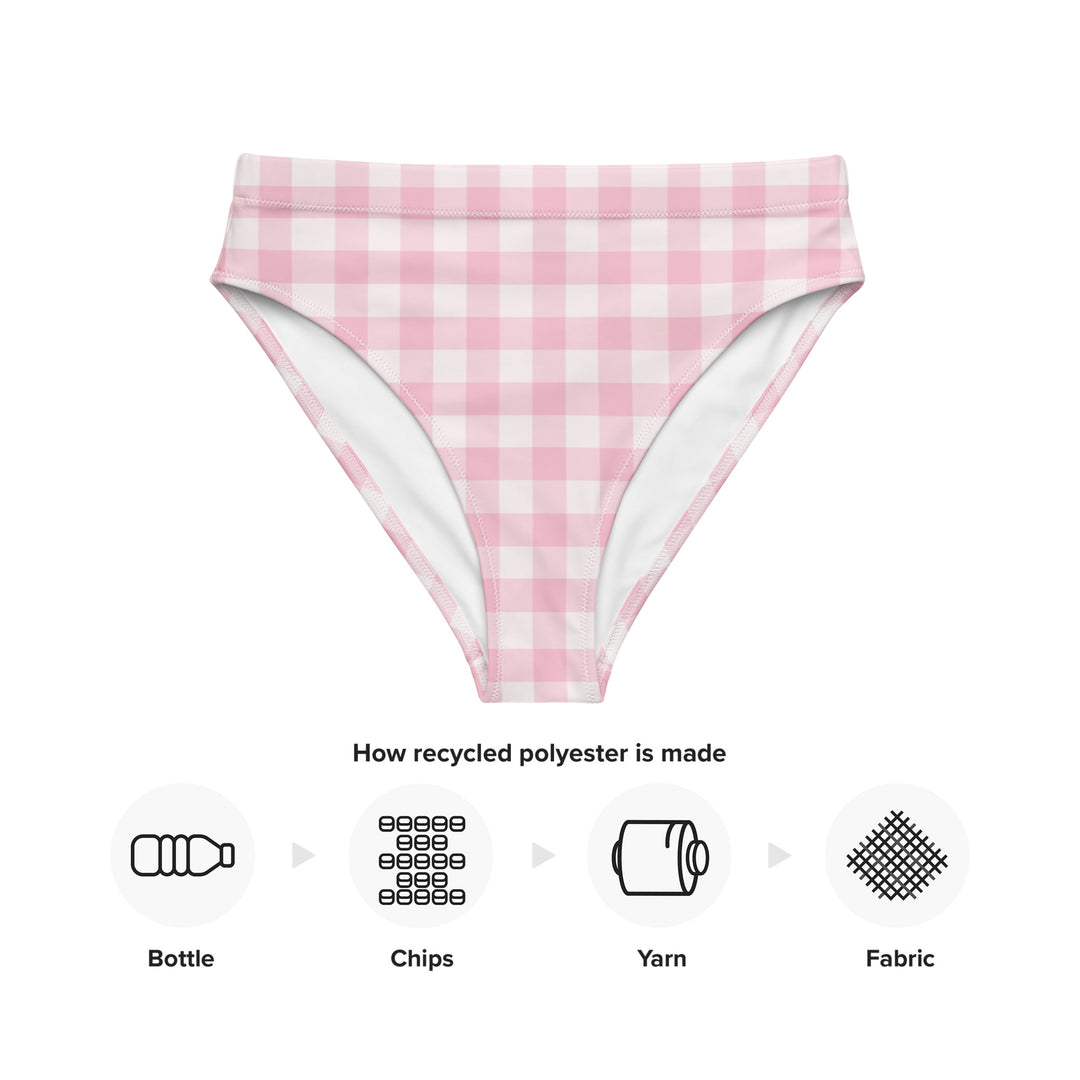 Pink Gingham High Waisted Bikini Bottom
