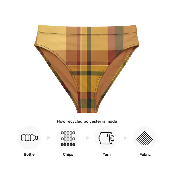 Sunset Plaid High Waisted Bikini Bottom