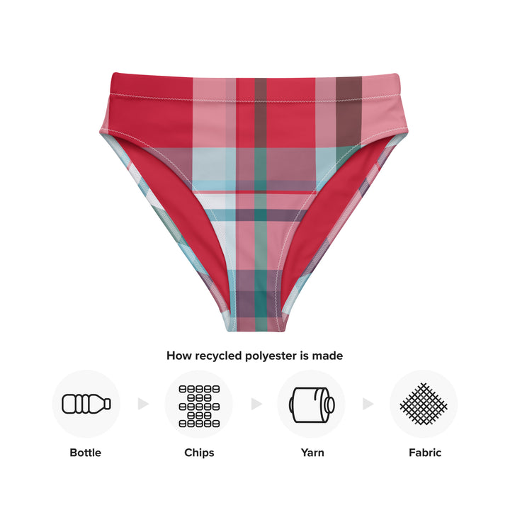 Cherry Plaid High Waisted Bikini Bottom