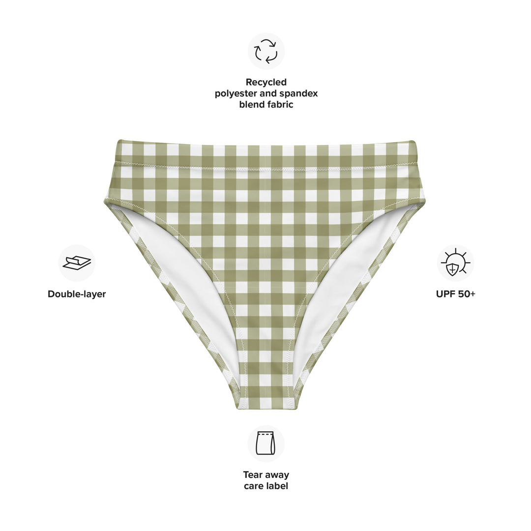 Green Gingham High Waisted Bikini Bottom
