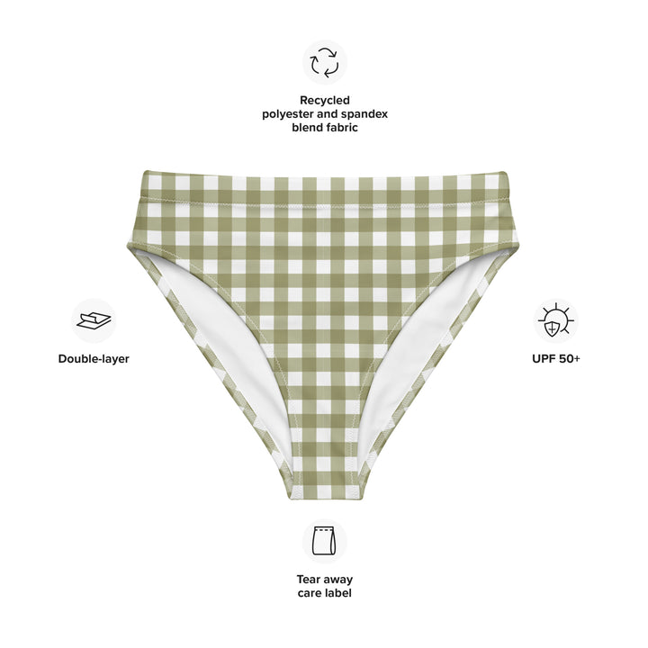 Green Gingham High Waisted Bikini Bottom