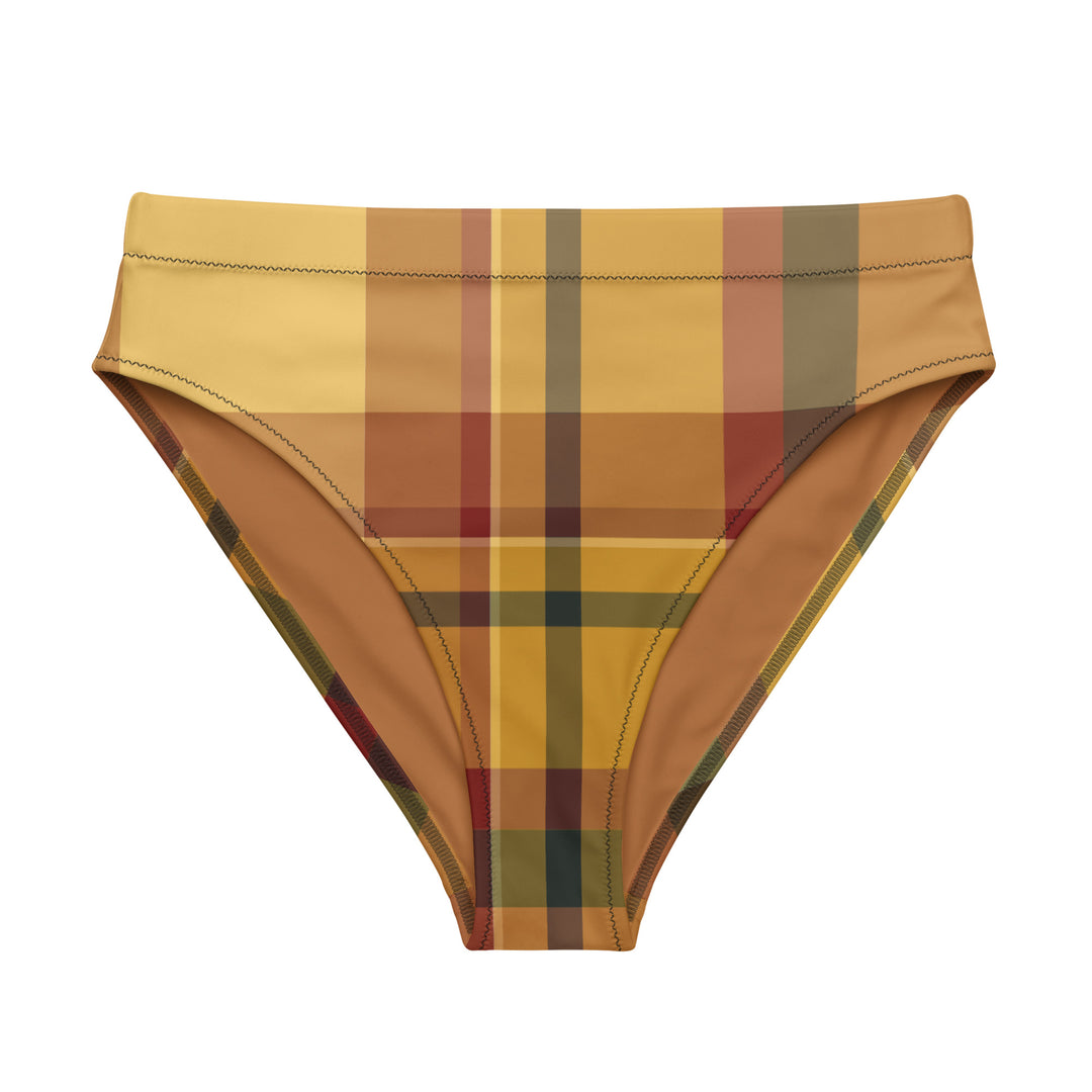 Sunset Plaid High Waisted Bikini Bottom