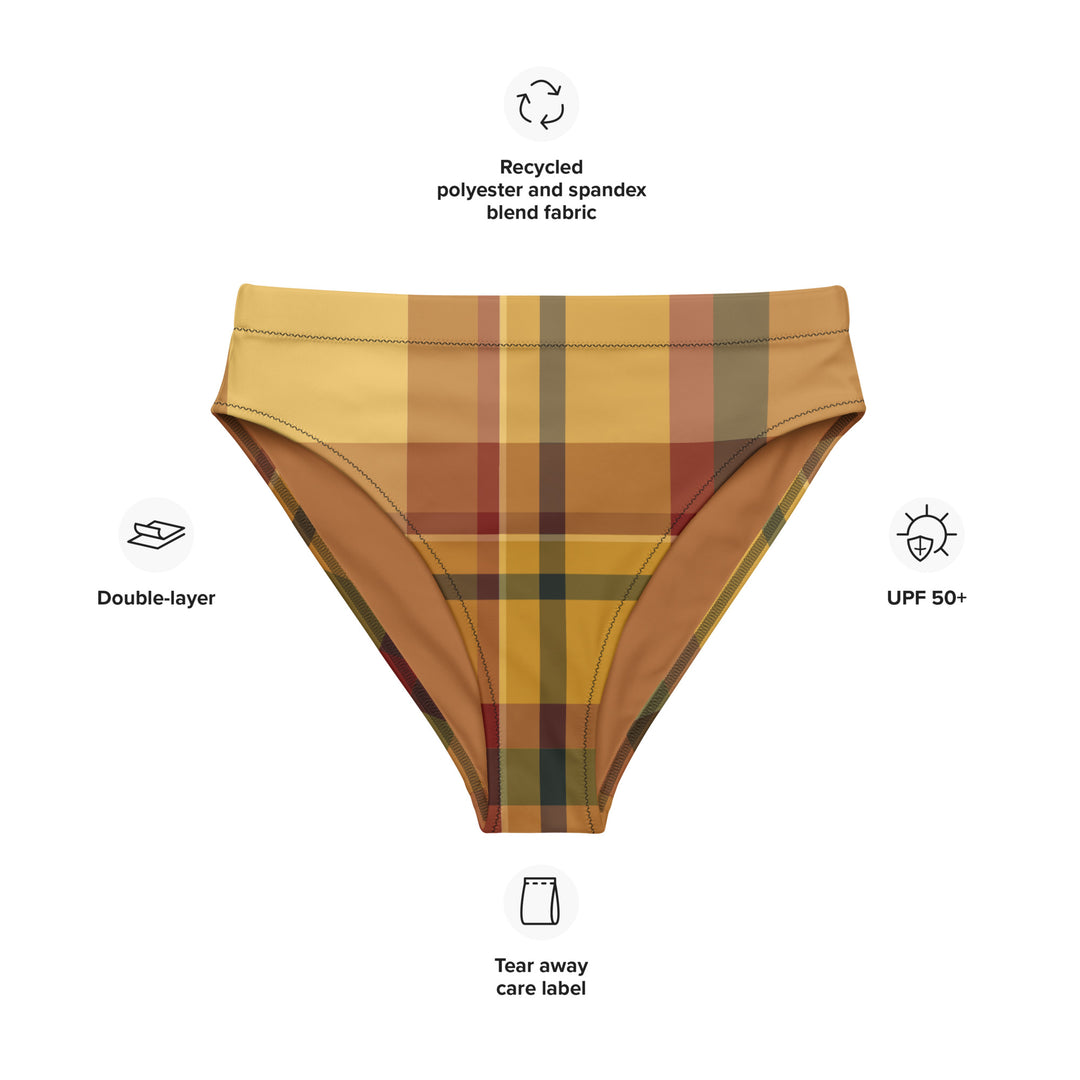 Sunset Plaid High Waisted Bikini Bottom