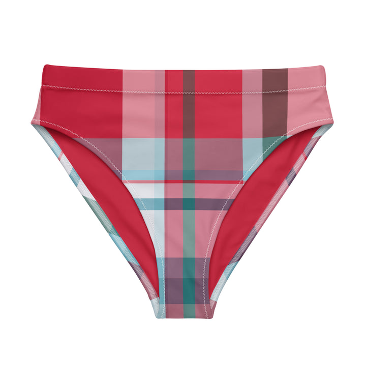 Cherry Plaid High Waisted Bikini Bottom