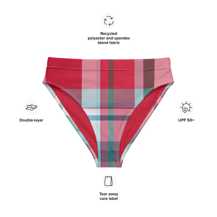 Cherry Plaid High Waisted Bikini Bottom