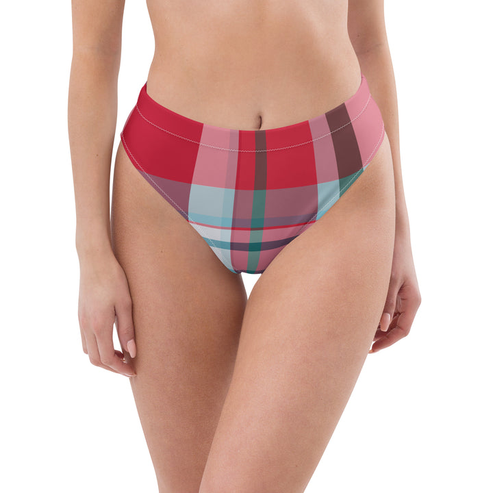 Cherry Plaid High Waisted Bikini Bottom