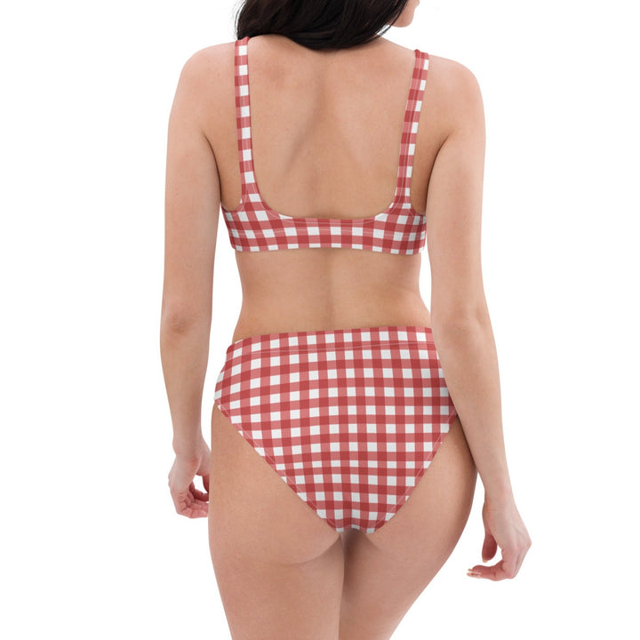 Red Gingham High Waisted Bikini