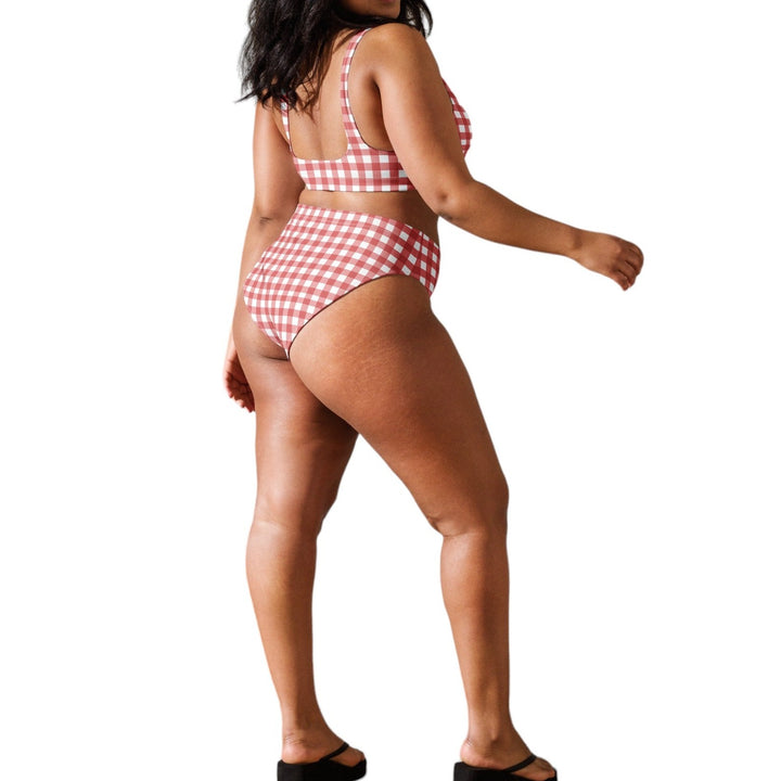 Red Gingham High Waisted Bikini