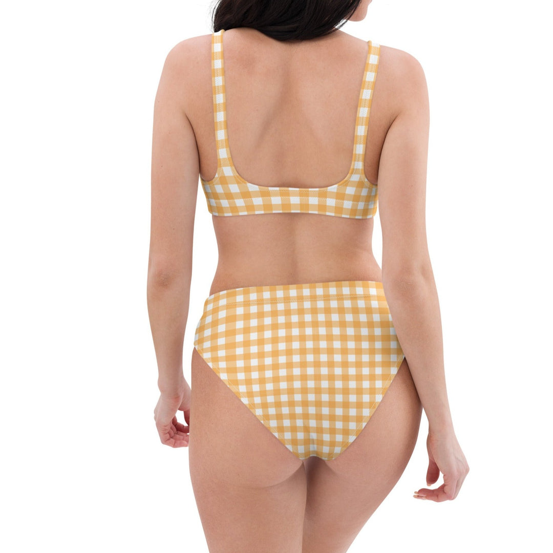 Yellow Gingham High Waisted Bikini