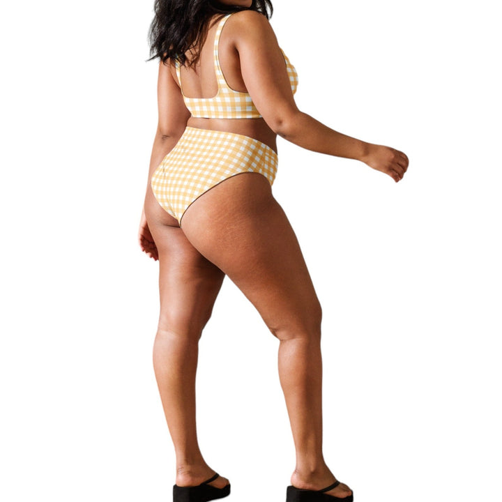 Yellow Gingham High Waisted Bikini