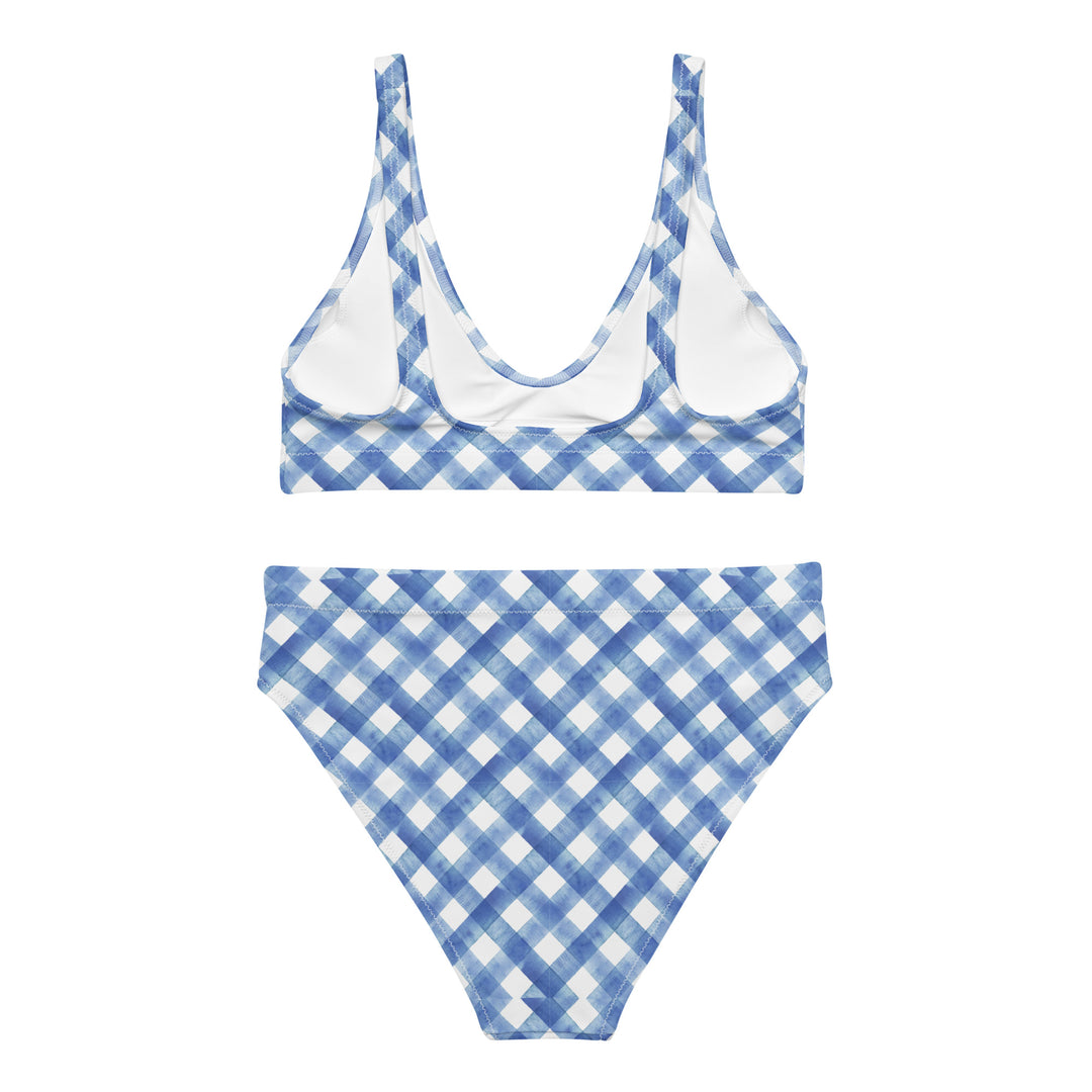 Blue Gingham High Waisted Bikini