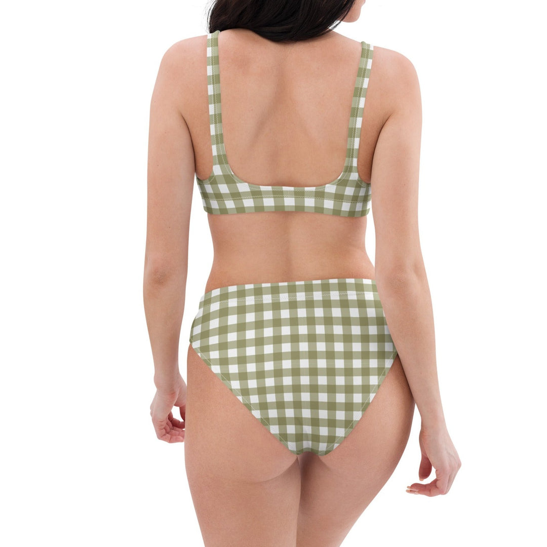 Green Gingham High Waisted Bikini