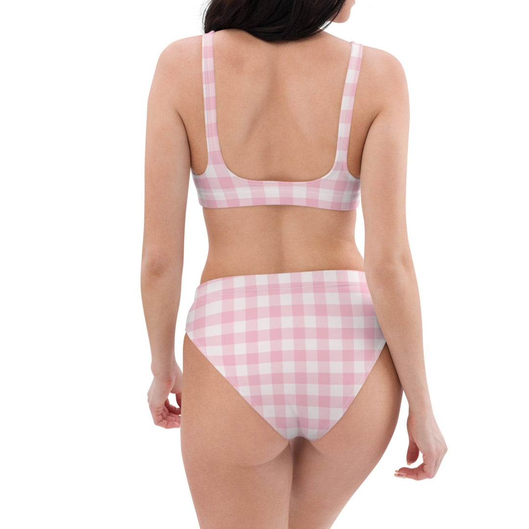 Pink Gingham High Waisted Bikini