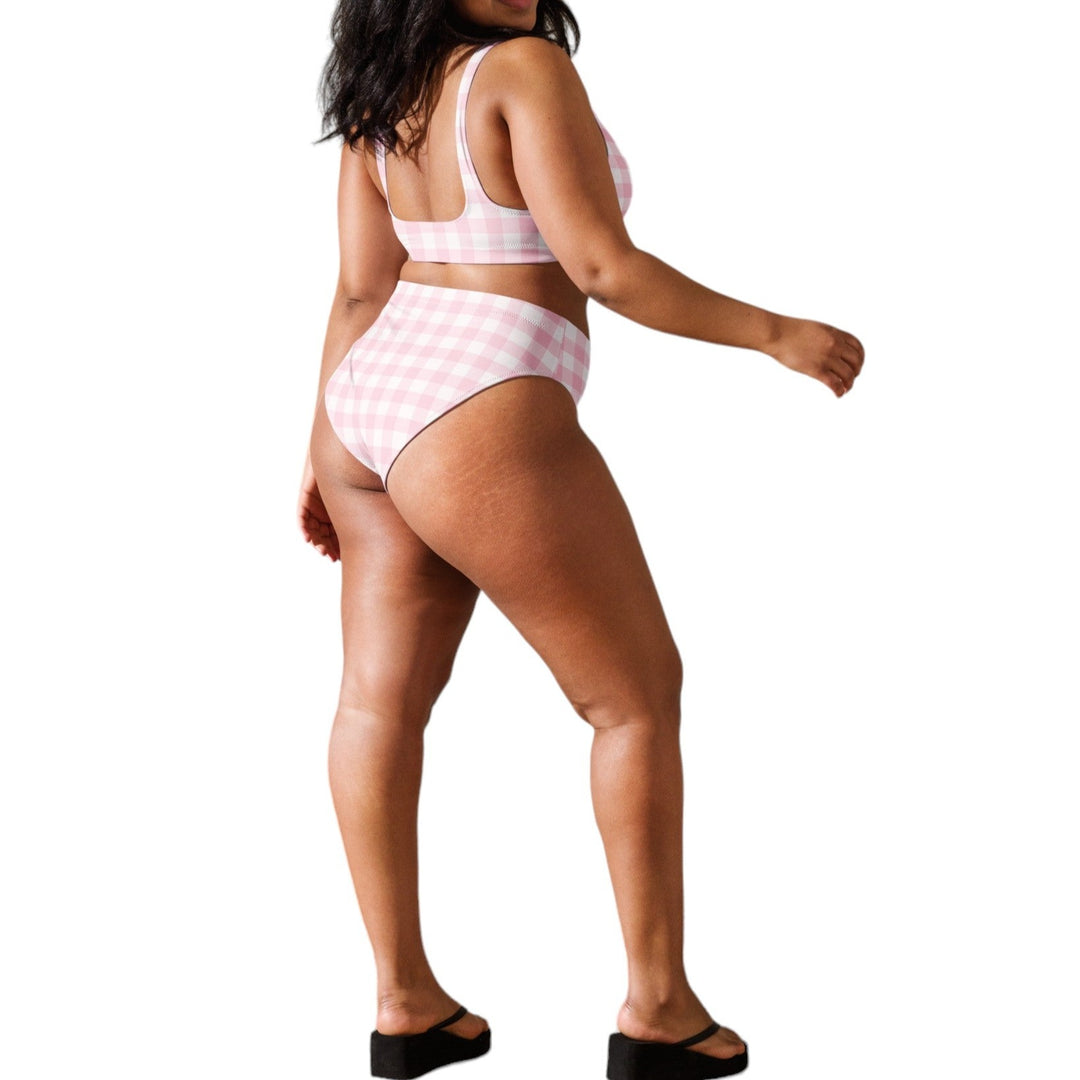 Plus Size Gingham High Waisted Bikini