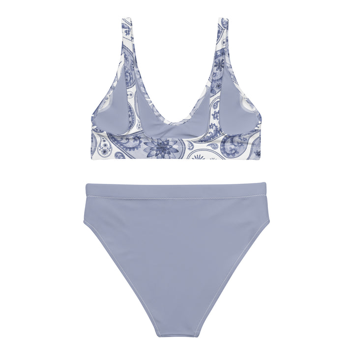 Cadet Blue Paisley High Waisted Bikini