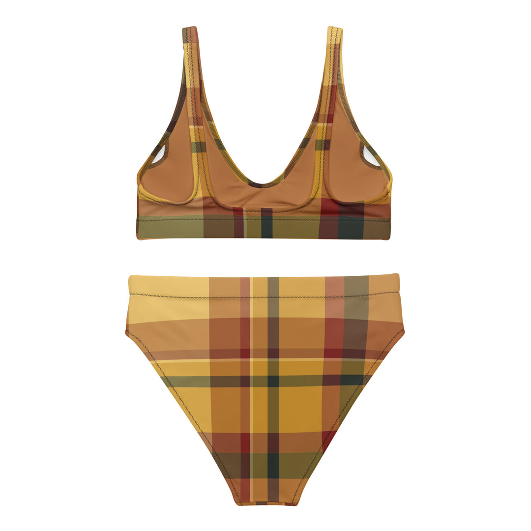 Sunset Plaid High Waisted Bikini