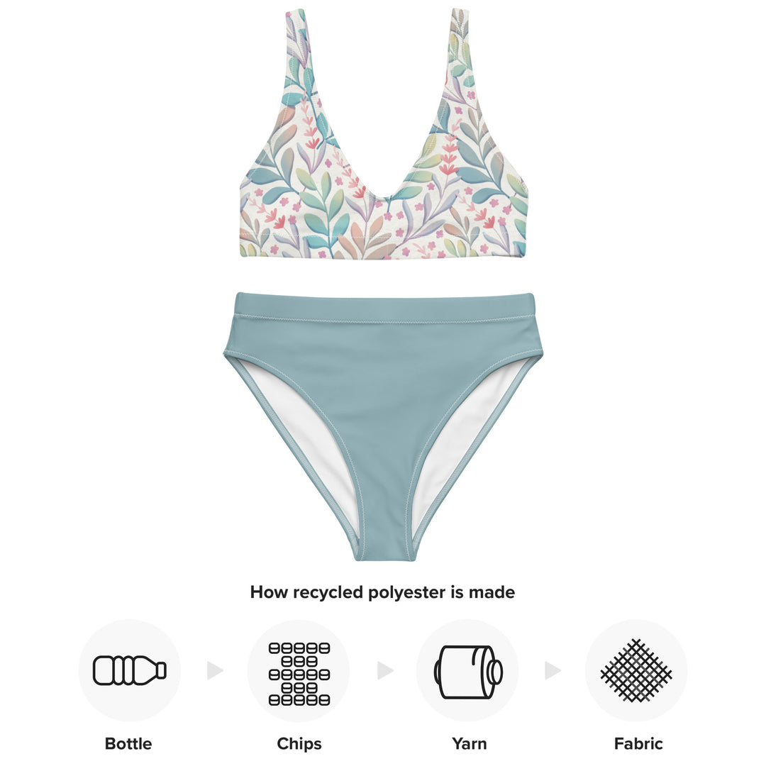 Leaves & Flowers Top High Waisted Bikini Set