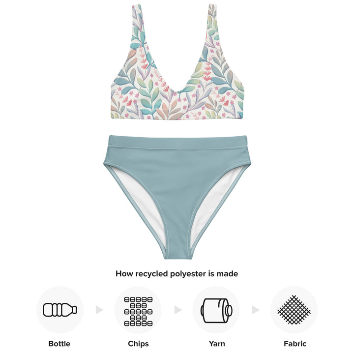 Leaves & Flowers Top High Waisted Bikini Set
