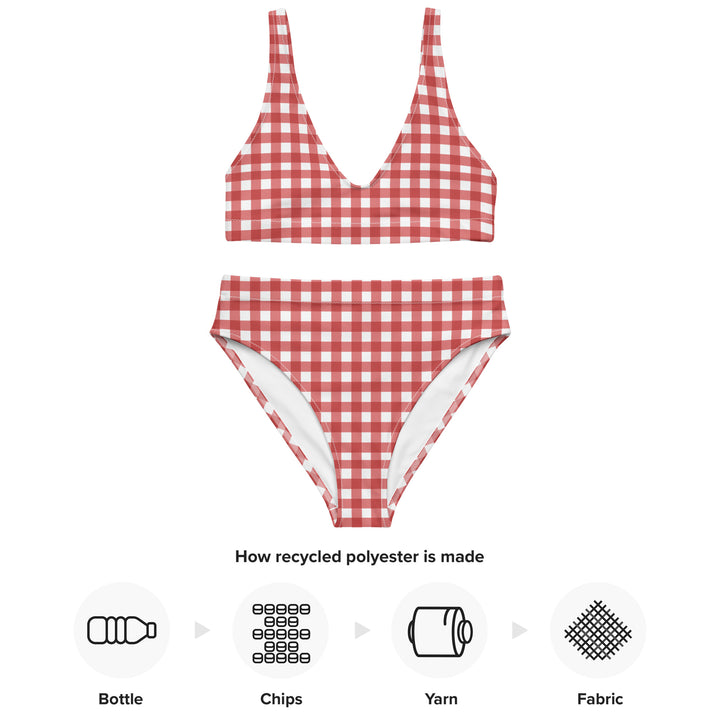 Red Gingham High Waisted Bikini