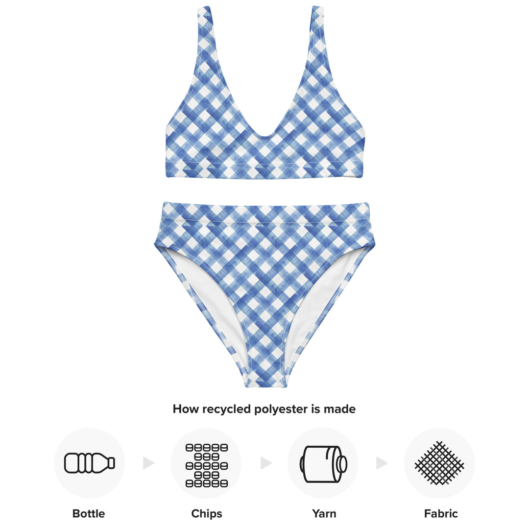 Blue Gingham High Waisted Bikini