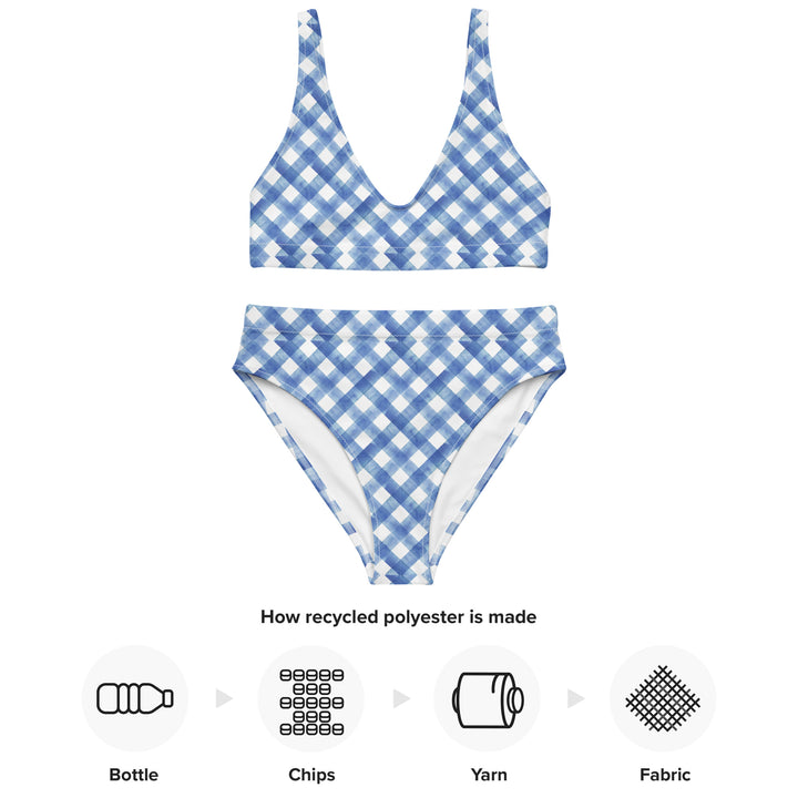 Blue Gingham High Waisted Bikini