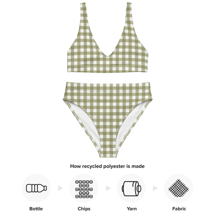 Green Gingham High Waisted Bikini