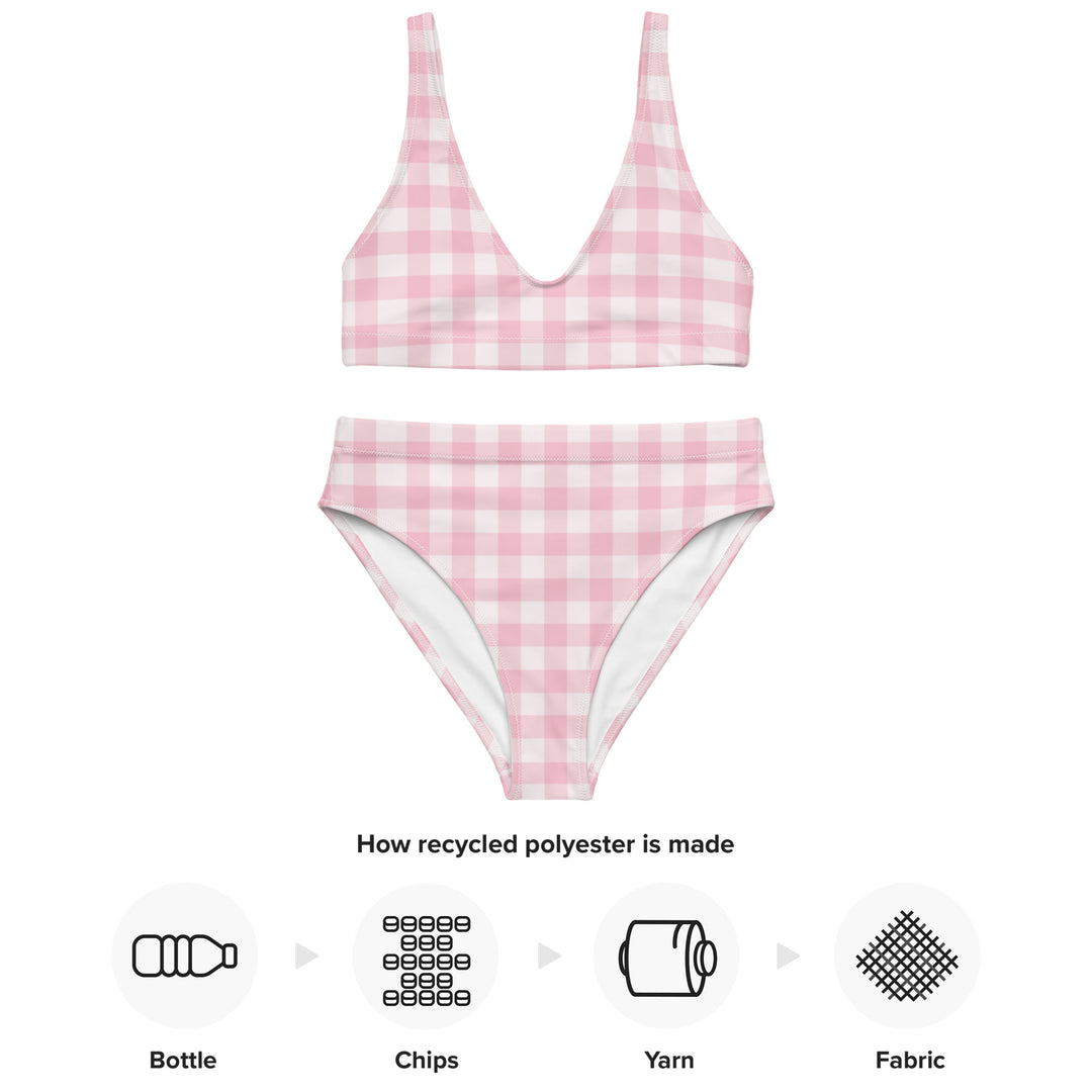 Pink Gingham High Waisted Bikini