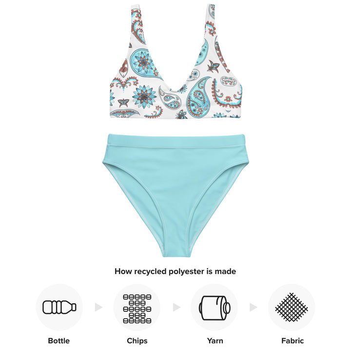 Blizzard Blue Paisley High Waisted Bikini