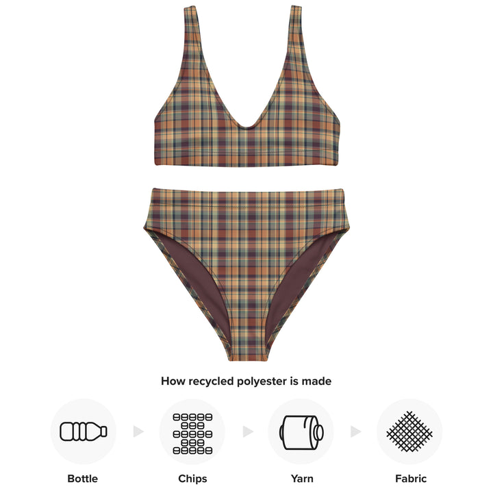 Earthy Plaid High Waisted Bikini