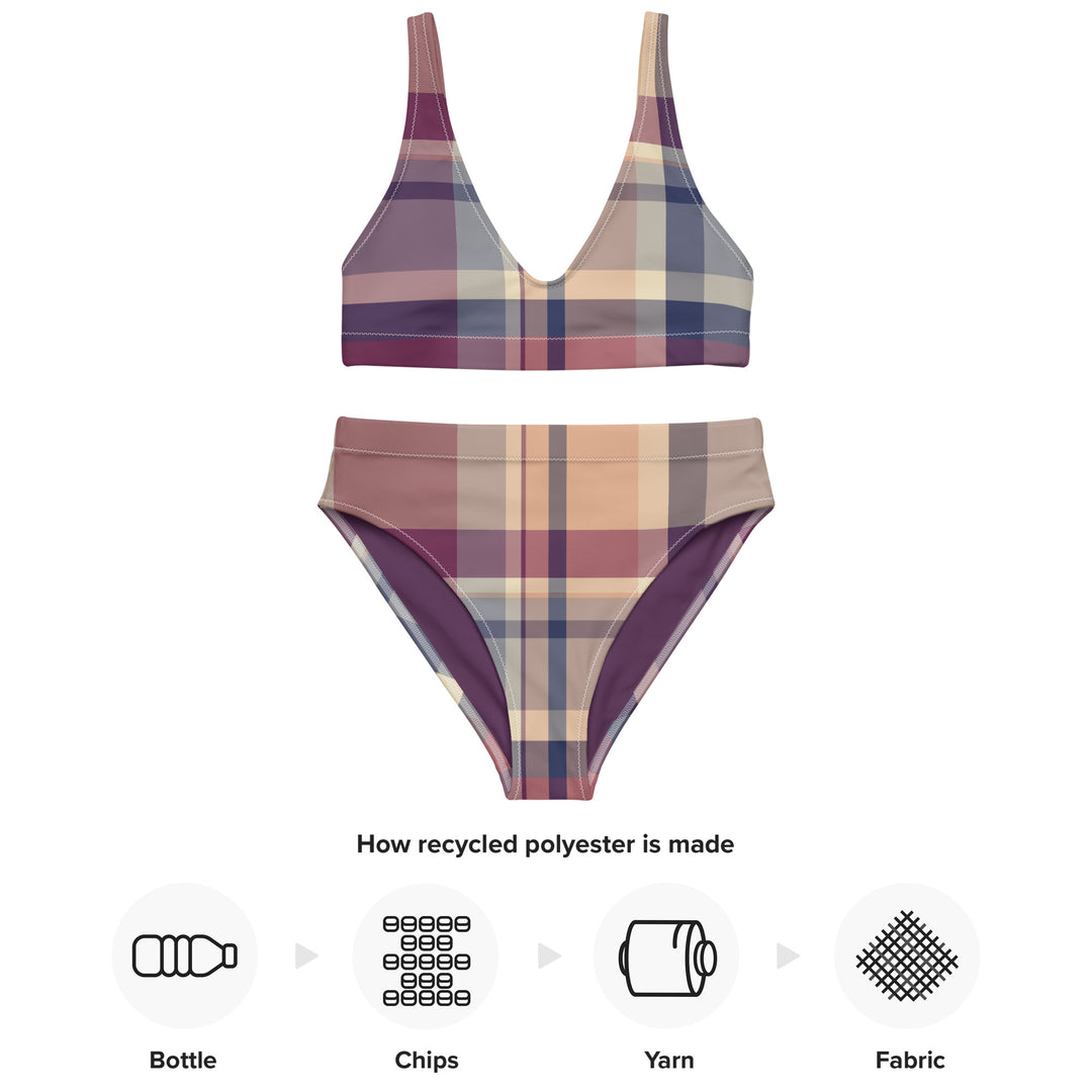 Lavender Haze Plaid High Waisted Bikini