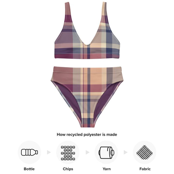 Lavender Haze Plaid High Waisted Bikini