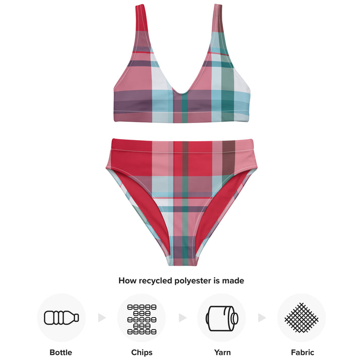 Cherry Plaid High Waisted Bikini