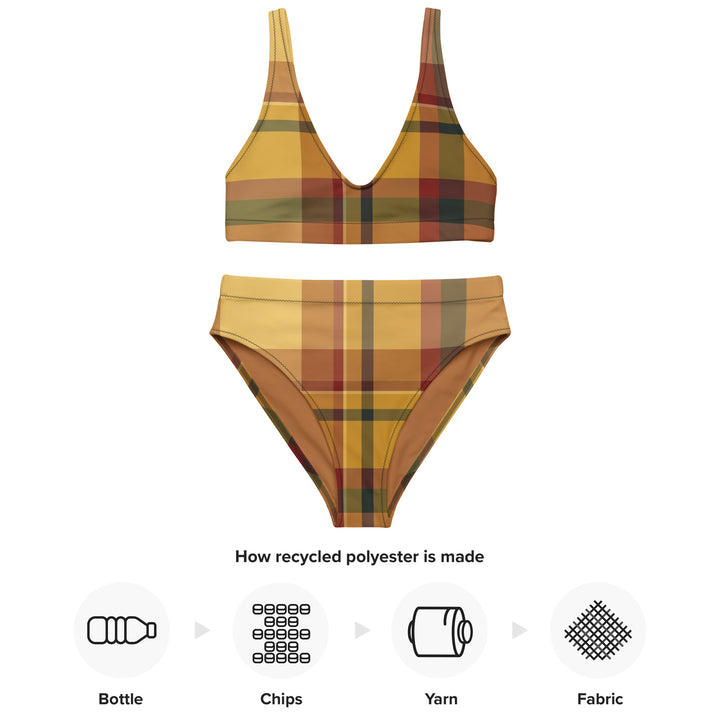 Sunset Plaid High Waisted Bikini