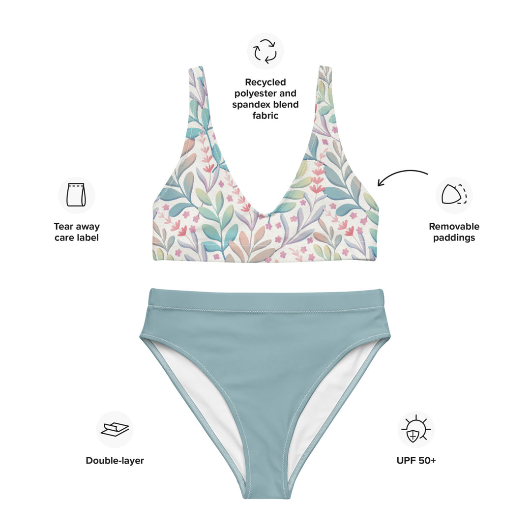 Leaves & Flowers Top High Waisted Bikini Set