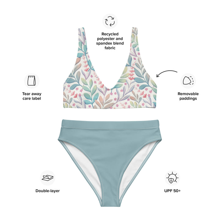 Leaves & Flowers Top High Waisted Bikini Set